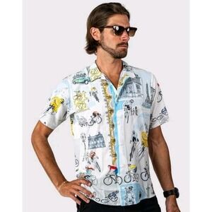 Ostory Tdf Resort Shirt Whimsical 90's Beachy Sporty Y2K Boho Cycling XL